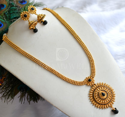 Antique gold tone Black Round Pendant Short Haar Set dj-17082