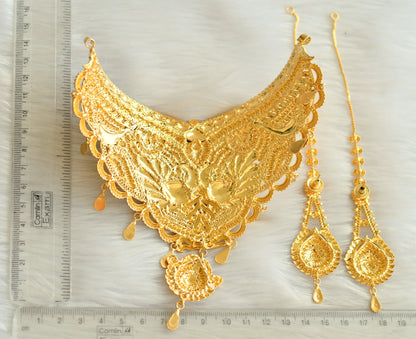 Gold forming Peacock choker necklace set dj-22020