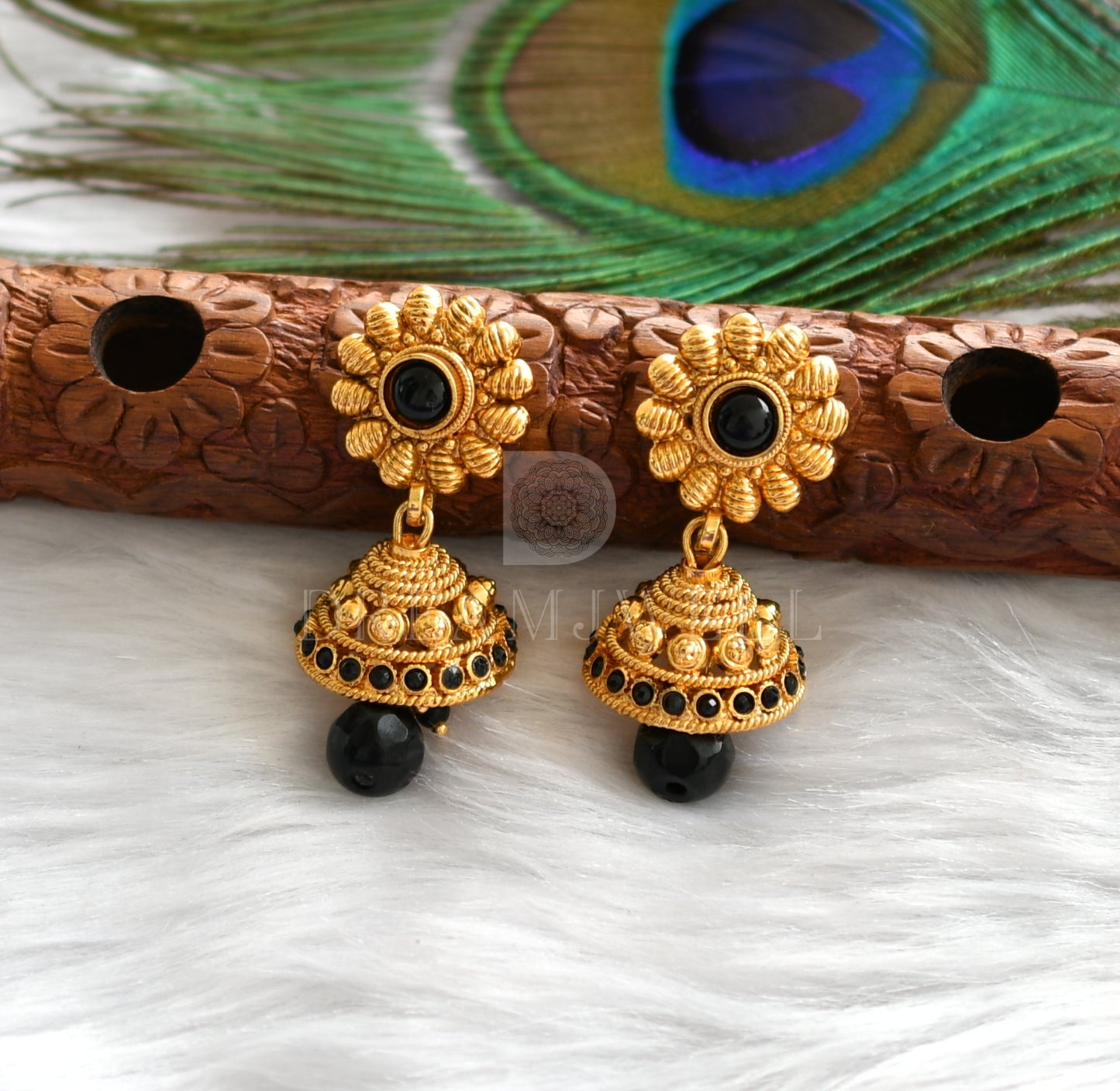 Antique gold tone Black Round Pendant Short Haar Set dj-17082