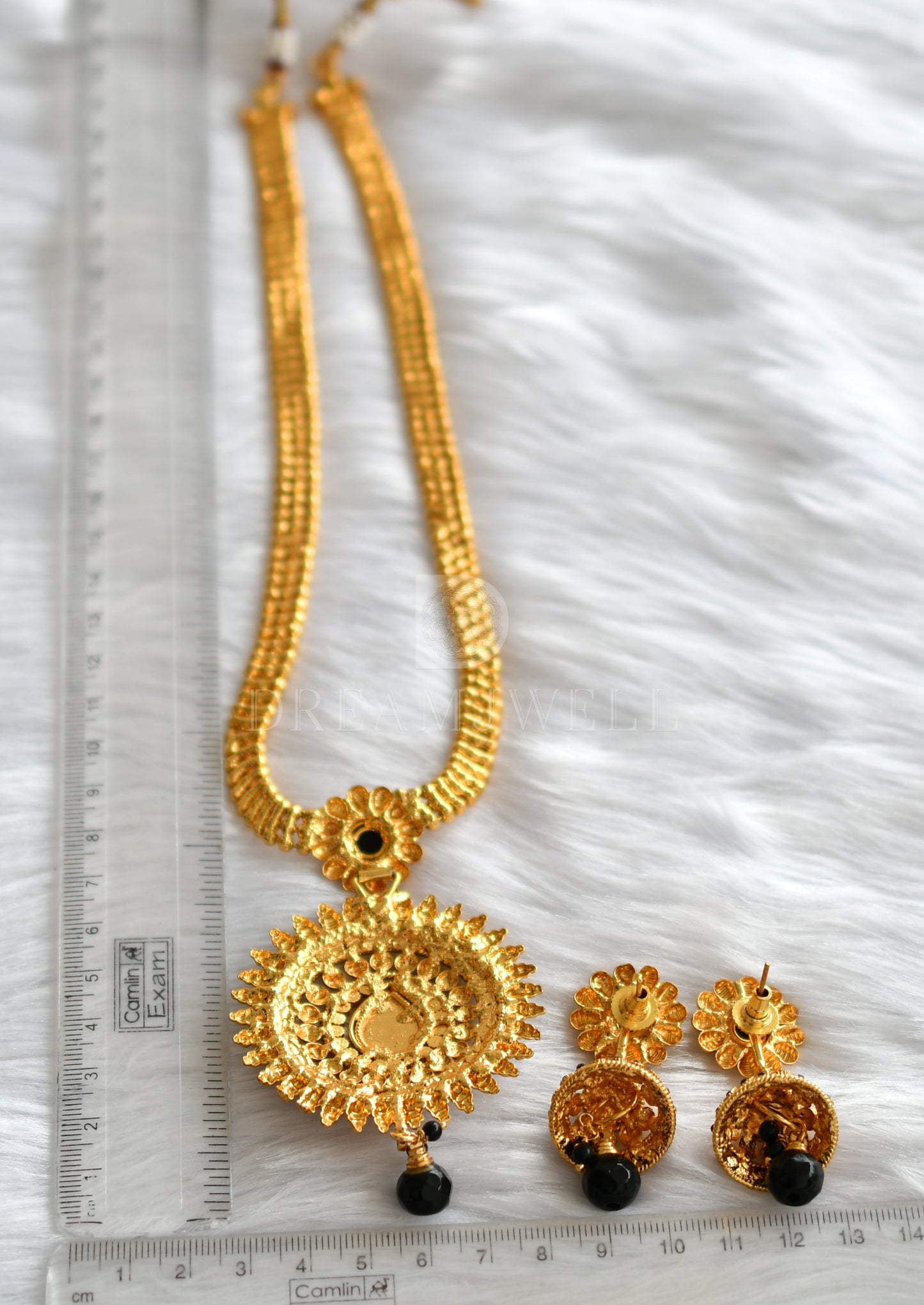 Antique gold tone Black Round Pendant Short Haar Set dj-17082