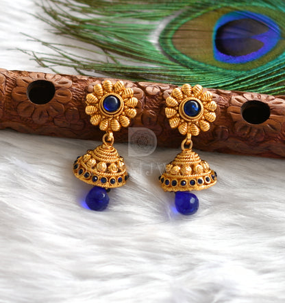 Antique gold tone Blue Round Pendant Short Haar Set -dj17084