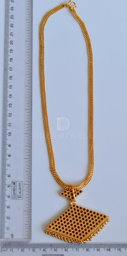 Gold tone traditional baby pink stone pathakkam necklace dj-34504