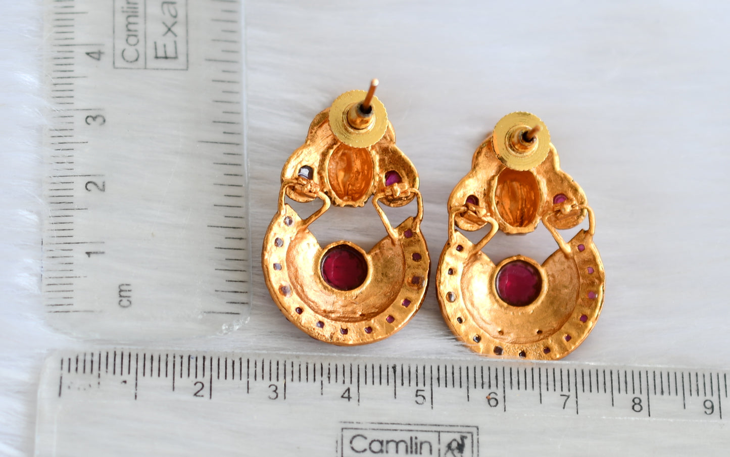 Matte finish ruby peacock bali earrings dj-22095