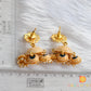 Gold tone trendy pearl finish blue earrings dj-01566
