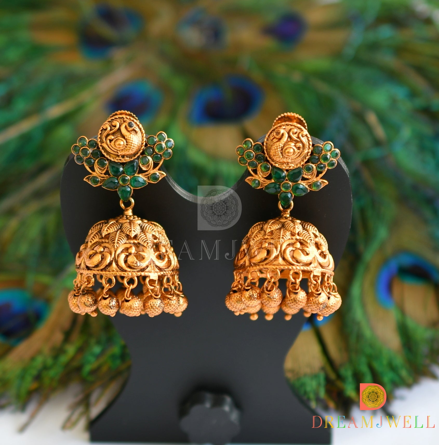 South Indian Matte Finish Gold Plated Sahara Bridal Jhumka Earrings /south  Indian Golden Temple Stone Jhumka Sahara Earrings - Etsy