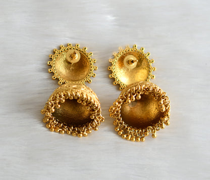 Antique gold tone floral heavy round jhumkka dj-03087