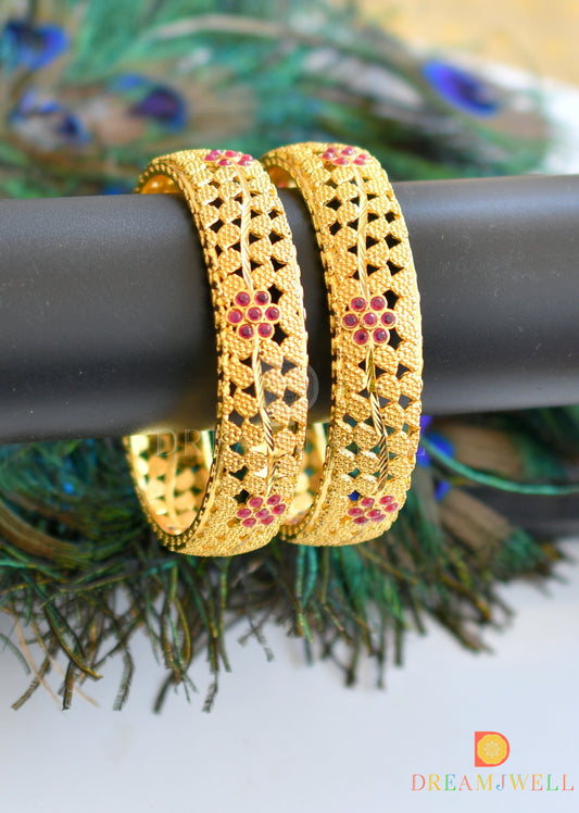 Gold tone Ruby Designer Bangles(2.4) dj-21286