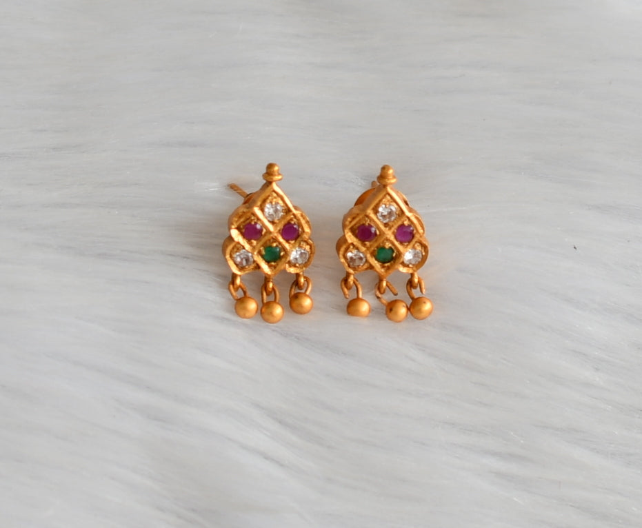 Matte finish ruby-emerald lakshmi haar set dj-22146