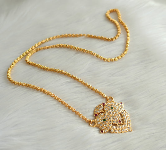 Gold tone ad ruby-green south indian style mango chain dj-22213