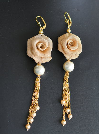 Lovely Gold tone pearl rose necklace set dj-01978