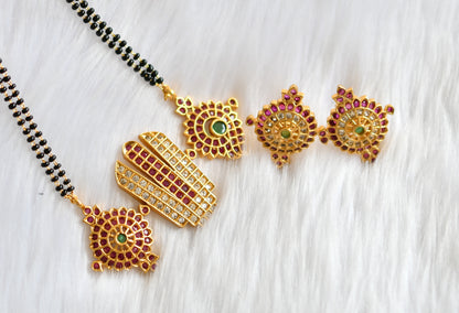 Matte finish ruby-green-white Nama-chakra-shanku mangalsutra set dj-33000