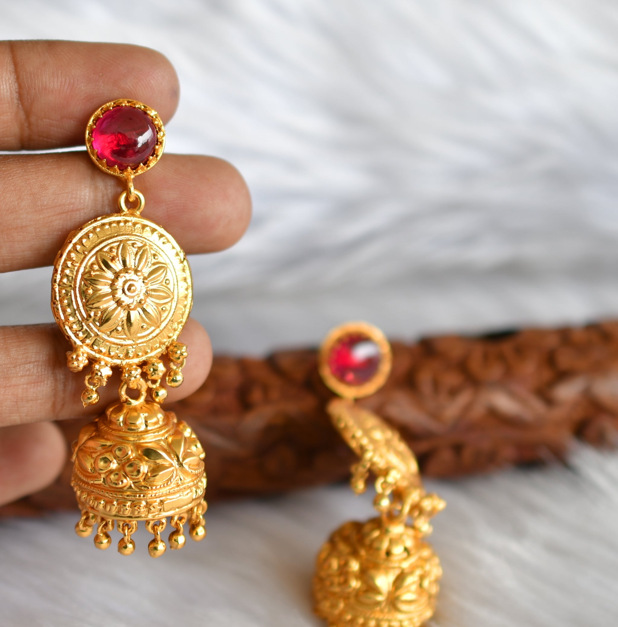 Look Like Gold Jhumka Earrings Online South Indian Designs J25127