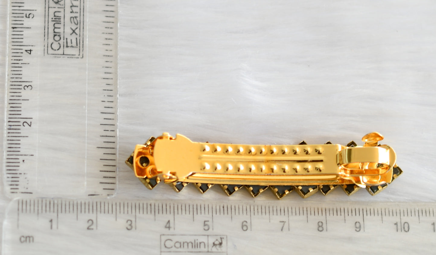 Gold tone multi color kundan stone hair clip dj-40219
