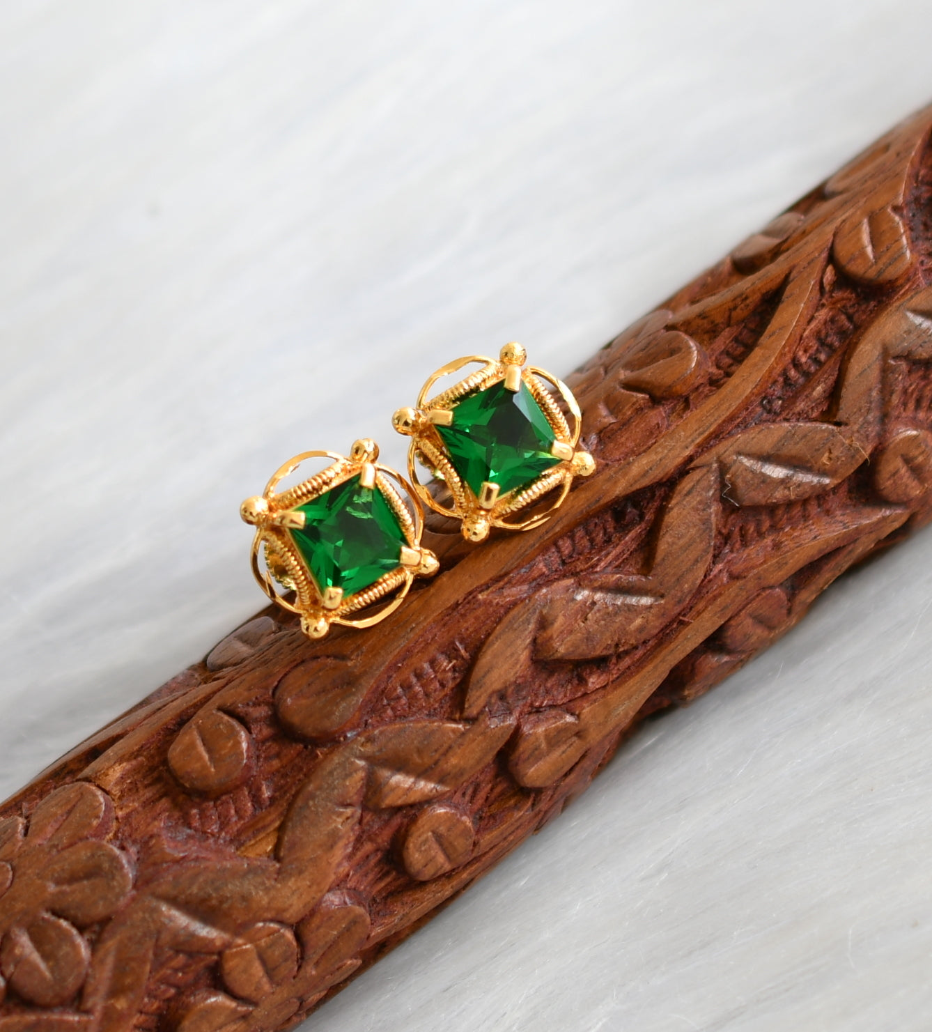Emerald green earrings Antique gold plated earrings at 1250  Azilaa