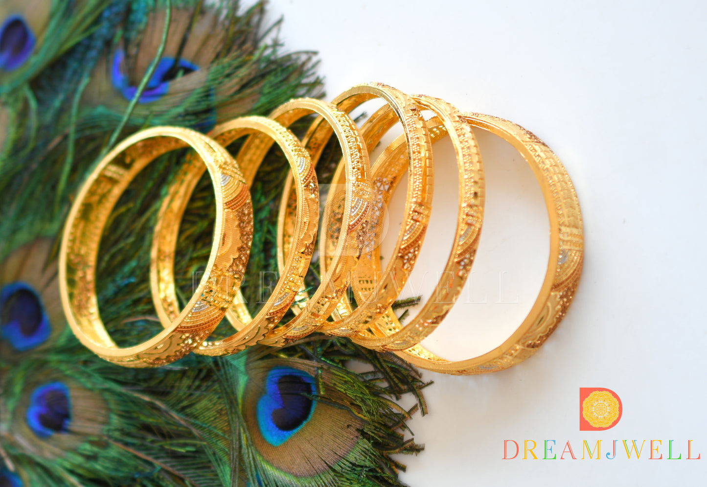 Gold forming Set Of 6 Designer Bangles(2.10) dj-17977