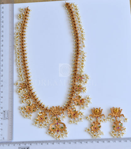 Matte finish Ruby-emerald-white Lotus Gutta pusalu Haar set dj-35763