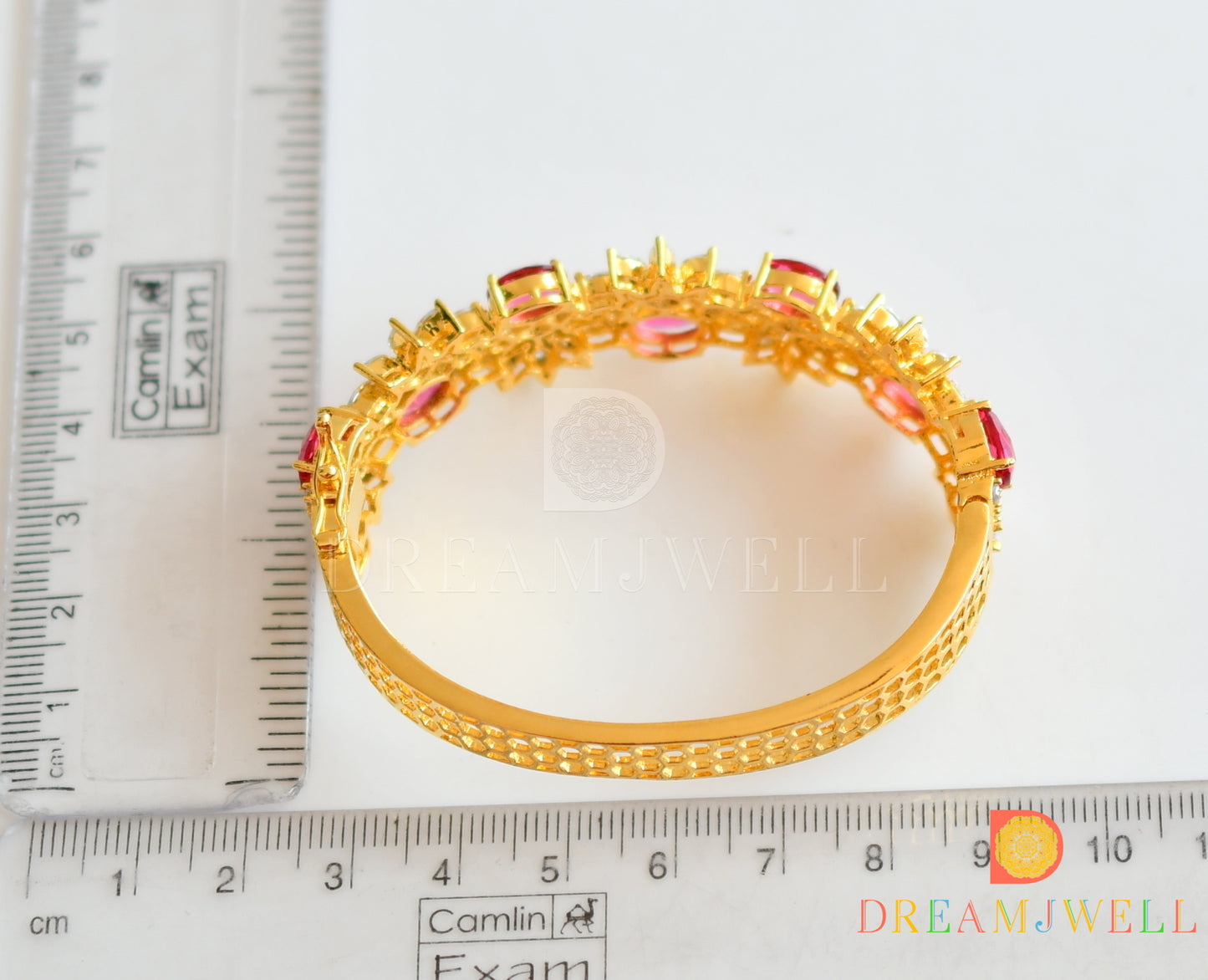 Gold tone Cz Pink Bracelet dj-17863