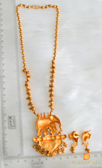 Matte finish beaded Elephant necklace set dj-10767