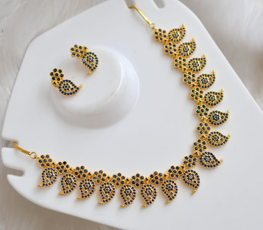 Gold tone blue mango necklace set dj-02581