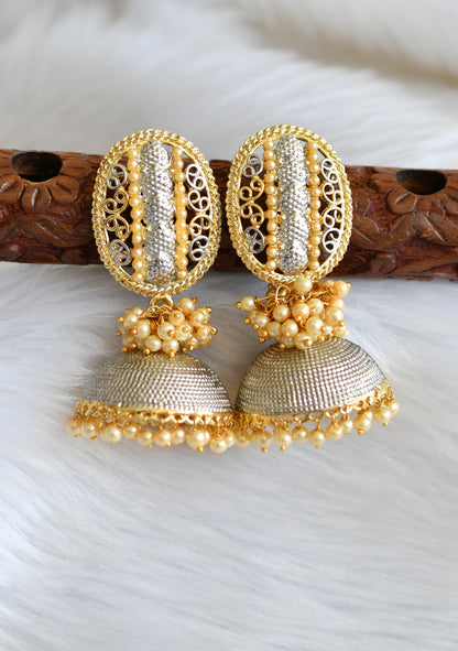 Dual tone pearl cluster big Jhumkka dj-02656