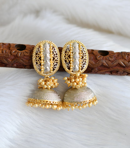 Dual tone pearl cluster big Jhumkka dj-02656