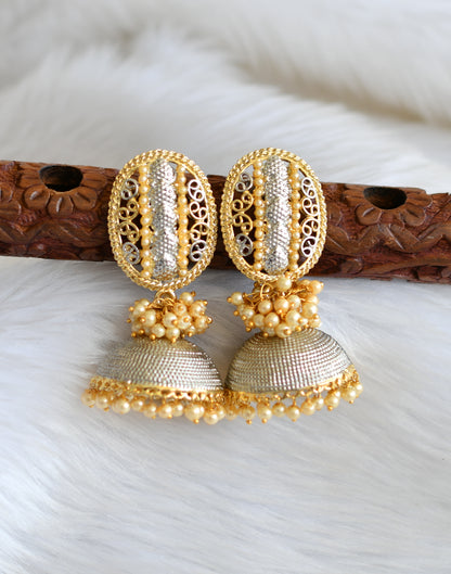 Dual tone pearl cluster big Jhumkka dj-02656