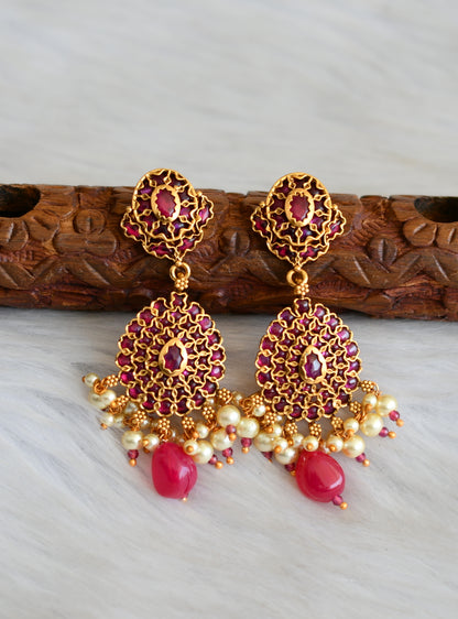 Matte finish kemp-pearl earrings dj-41565