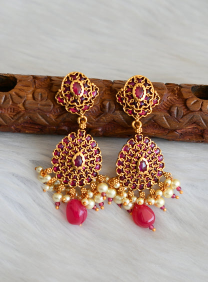Matte finish kemp-pearl earrings dj-41565