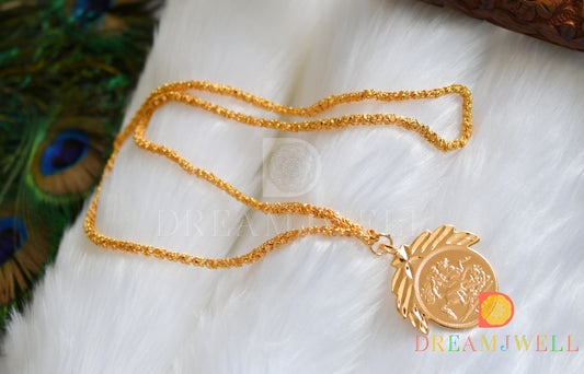 Gold tone head coin pendant with chain dj-35981