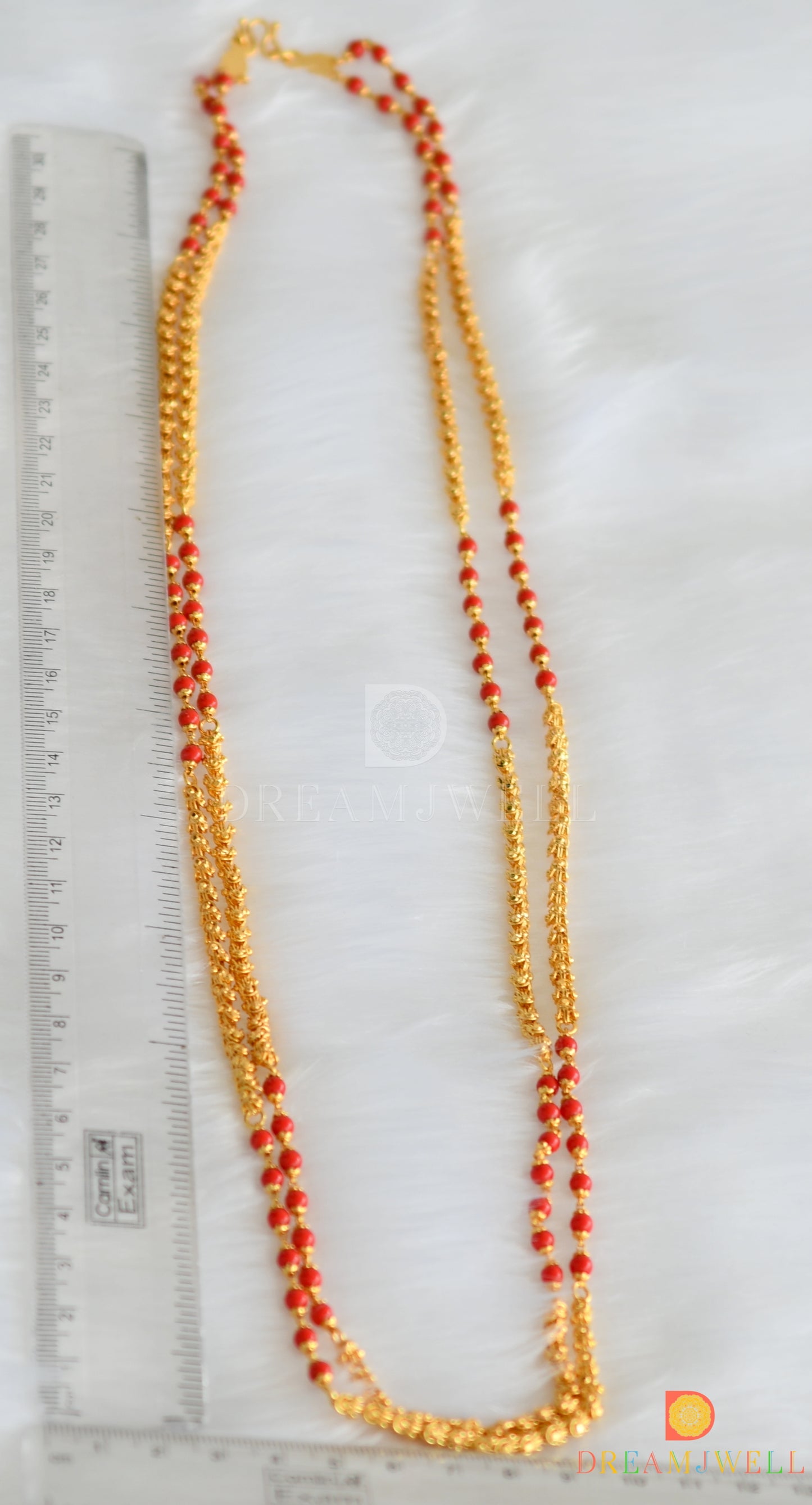 Gold tone coral double layer chain dj-33567