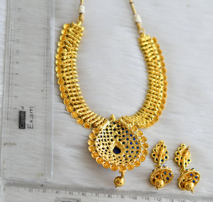 Antique gold tone blue necklace set dj-17012