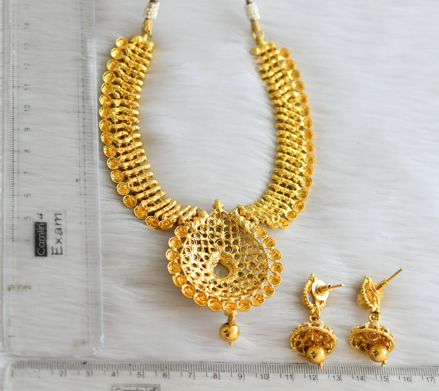 Antique gold tone pearl necklace set dj-17013