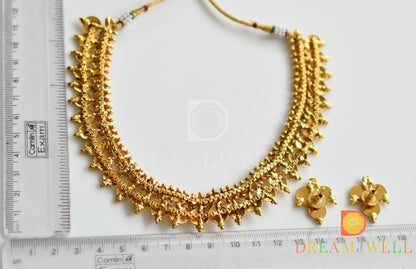 Antique gold tone Lakshmi coin necklace set dj-03492