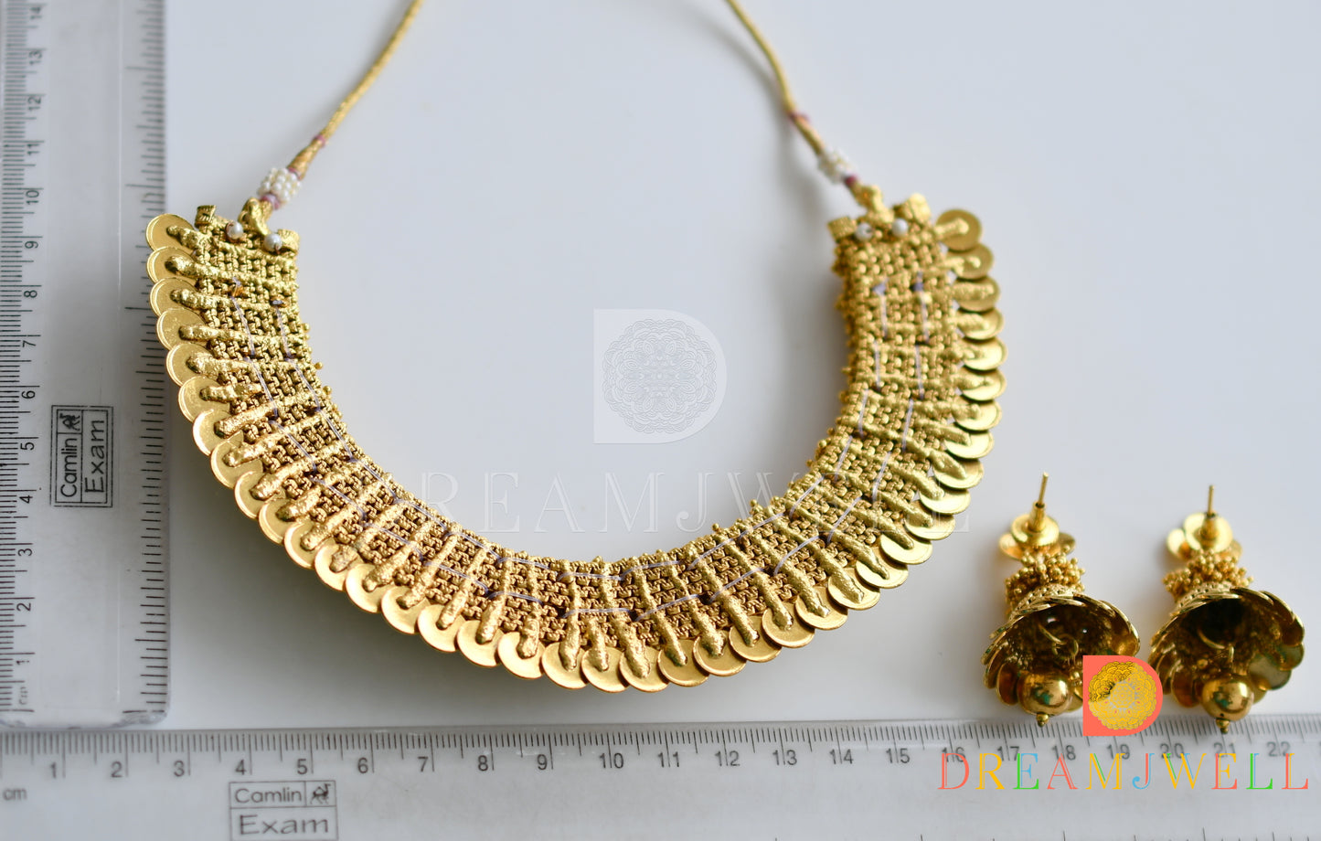 Antique Gold Cluster Lakshmi Coin Necklace Set dj-05488