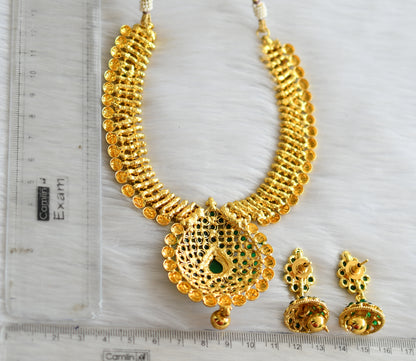 Antique gold tone green necklace set dj-17014