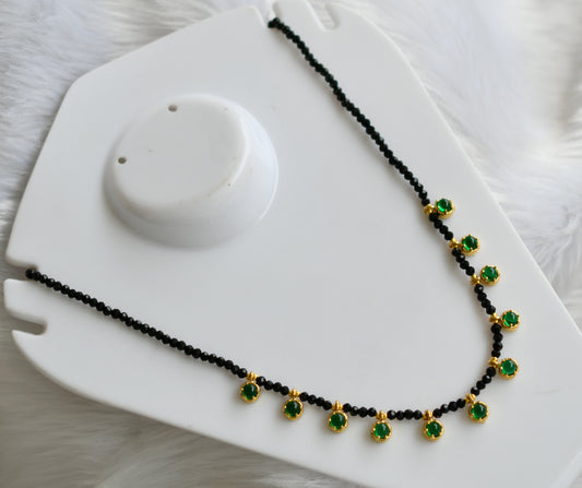 Gold tone black agates green stone necklace dj-38871