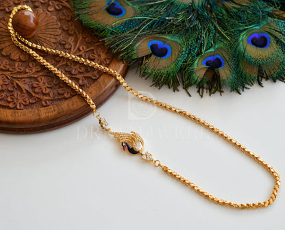 Gold tone cz peacock mugappu chain dj-30037