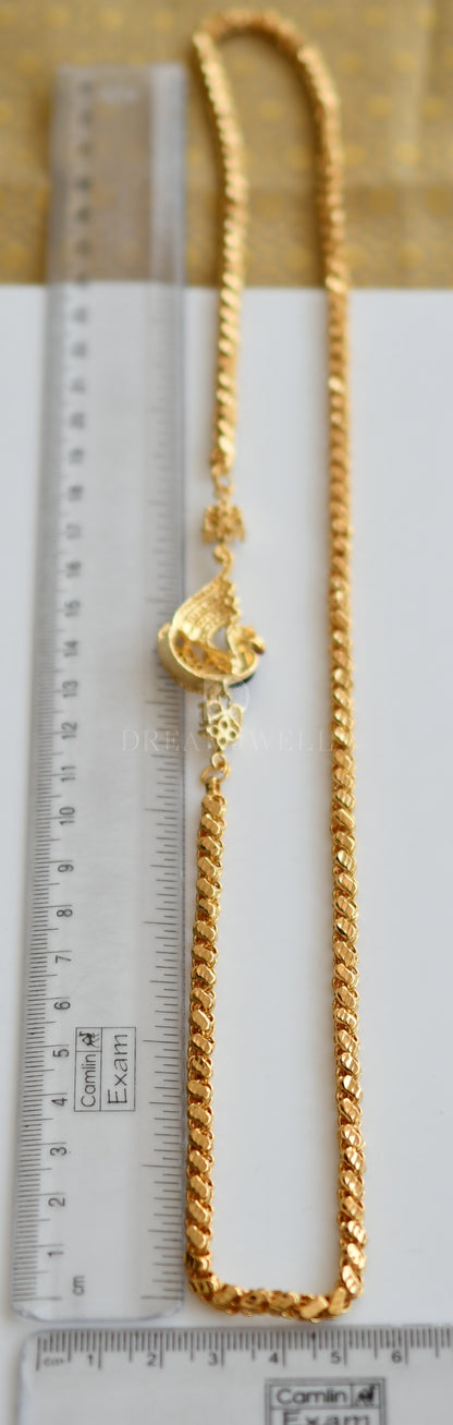 Gold tone cz peacock mugappu chain dj-30037