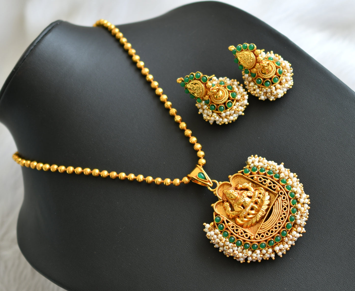 Antique green Lakshmi necklace set dj-04247