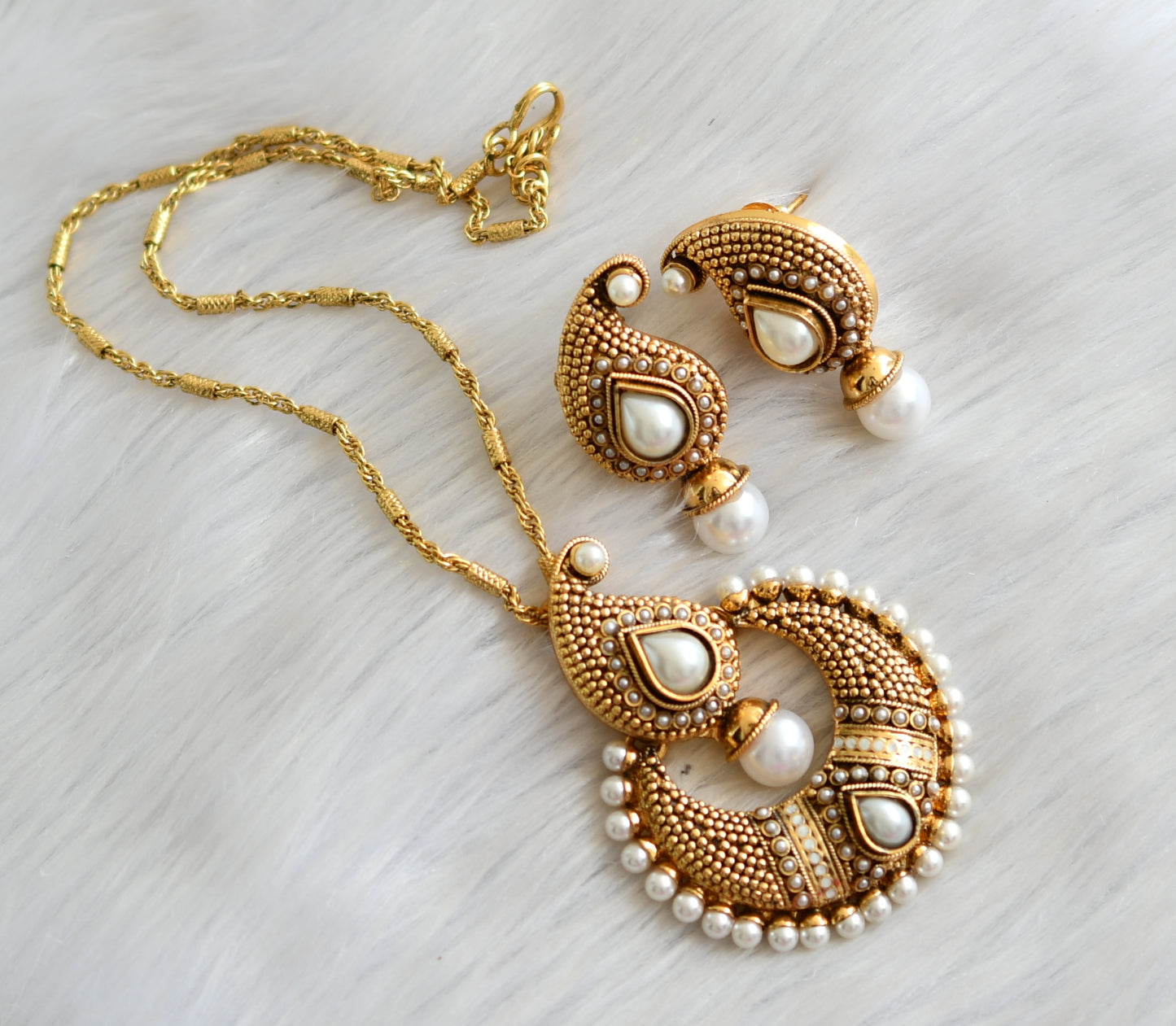 Antique pearl mango bali necklace set dj-16454
