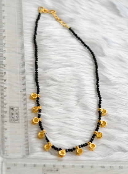 Gold tone black agates yellow stone necklace dj-38877