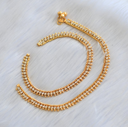 Gold tone white stone Anklets dj-40239