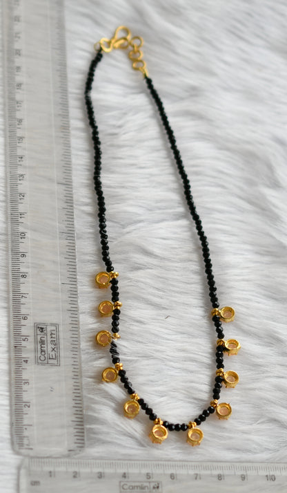Gold tone black agates peach orange stone necklace dj-38879