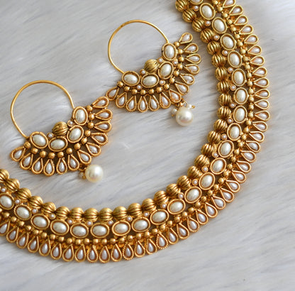 Antique pearl necklace with bali earrings dj-21459