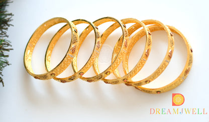 Gold Tone Designer Set Of 6 Bangles (2.6) dj-08438