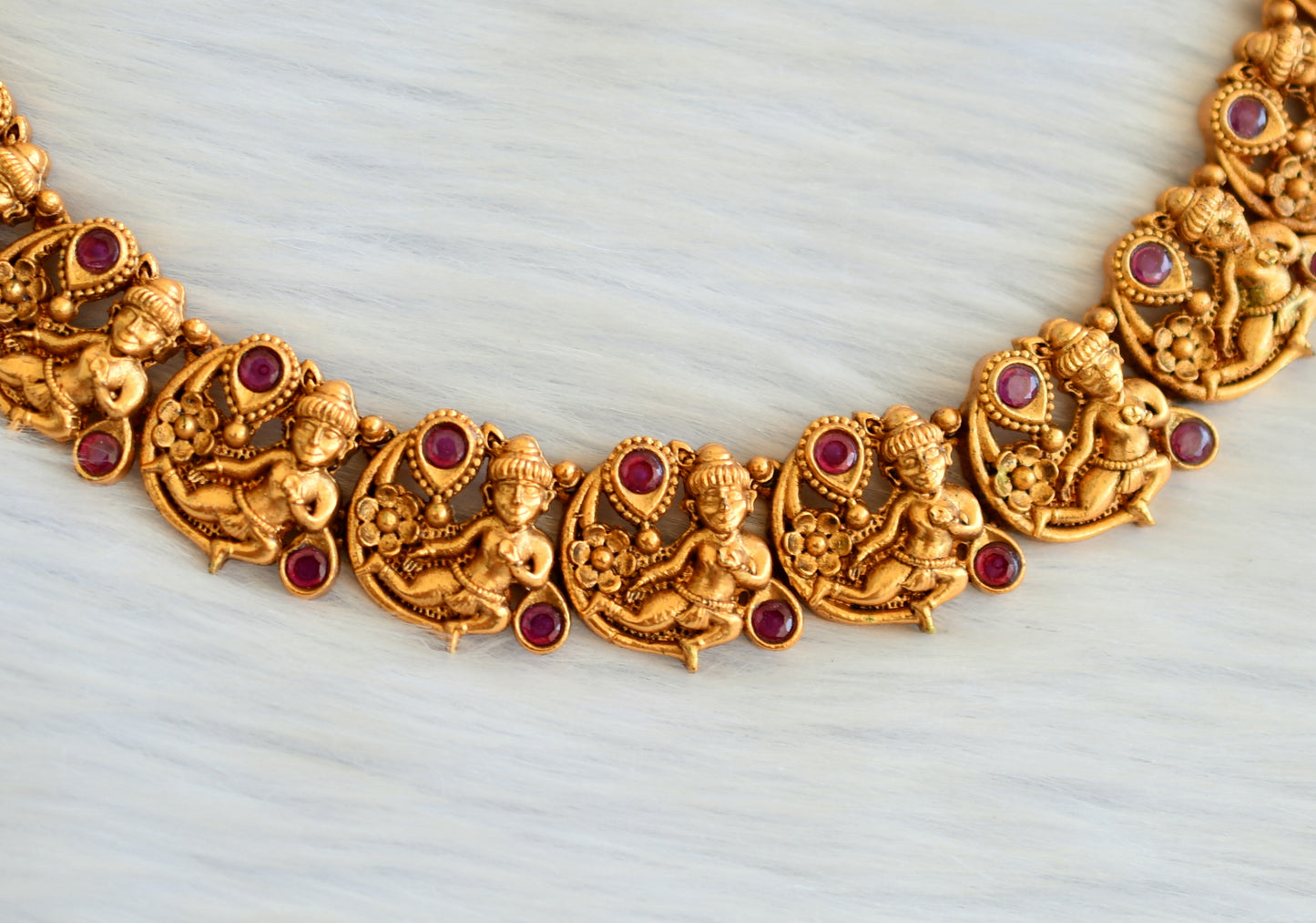 Matte finish ruby krishna necklace set dj-22143