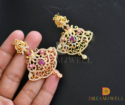 Gold tone cz ruby-white Lotus Haar set dj-18465