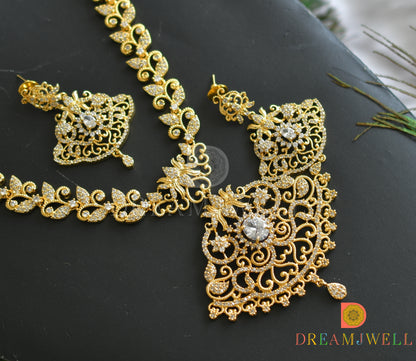 Gold tone cz white lotus haar set dj-18464