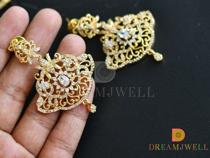 Gold tone cz white lotus haar set dj-18464