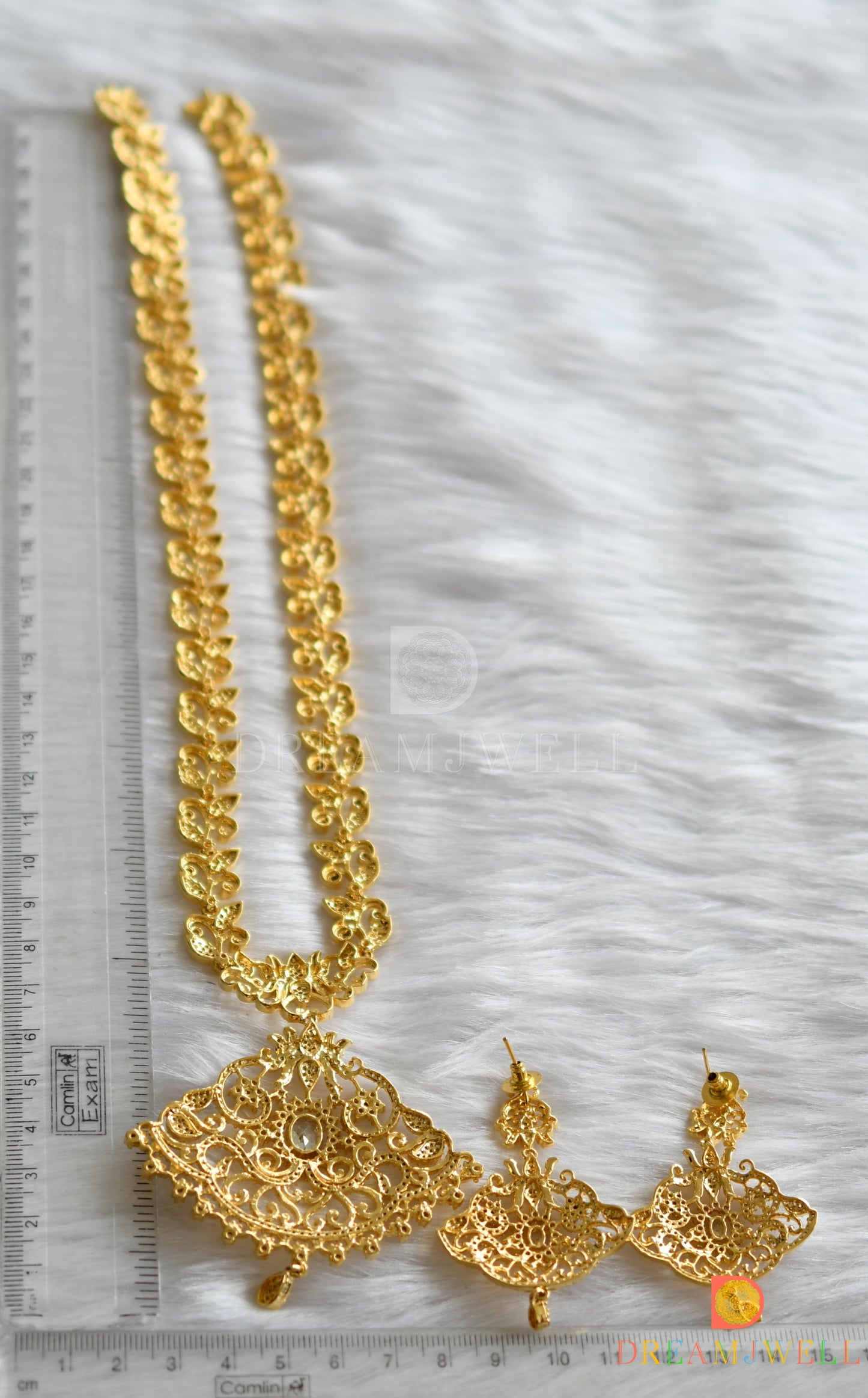 Gold tone cz white lotus haar set dj-18464